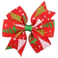 Fermaglio per capelli natalizio rosso per bambini con albero verde e stelle - Stile Albero di Natale Rosso (1#)