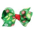 Nœud de Noël avec ruban vert à motifs flocons et nœud central rouge festif - Imprimé Flocon de Neige Pois Colorés Vert (4#)