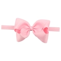Pink 12cm grosgrain ribbon bow on elastic headband for baby girls and toddlers - Pink