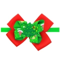 Kerst hoofdband voor baby's in rood en groen met een strik en een pailletten kerstboom - Kerstboom Print Gelaagde Stijl (5号)
