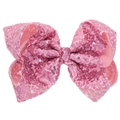 Noeud à cheveux rose de 20 cm avec paillettes brillantes pour filles et enfants - Rose