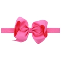 Pink 12cm grosgrain ribbon bow headband with high-elastic band for baby girls - Deep Pink