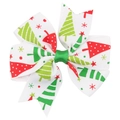 Christmas ribbon hair clip with festive tree and snowflake patterns for girls - White Christmas Print Style (7#)