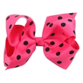 Fermaglio per capelli con fiocco rosa a pois neri in nastro grosgrain per bimbe - Rosso Rosa con Punti Neri