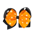 Handmade Halloween orange and black polka dot bow hair clip for toddlers - Black & Orange