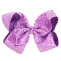 Barrette à nœud violette de 8 pouces avec paillettes scintillantes pour filles - Violet