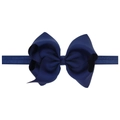 Navy blue 12cm grosgrain bow headband for children with elastic fabric band - Navy Blue