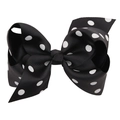 Fermaglio per capelli con fiocco a pois bianchi e neri in tessuto a costine per bambine - Nero a Pois Bianchi
