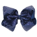 Pince à cheveux nœud bleu marine de 8 pouces avec paillettes scintillantes pour filles - Bleu Marine