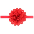 Fascia rossa per neonati con fiore in pizzo traforato e morbido nastro elastico - Rosso