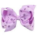 Barrette à nœud papillon à pois en ruban gros-grain violet clair pour filles et enfants - Violet clair avec points violet foncé