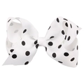 Fiocco per capelli in nastro grosgrain a pois bianchi e neri per bambini e ragazze - Bianco con punti neri