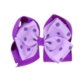 Vibrant purple double-layered bow hair clip with white polka dots for girls - Dual-tone Purple