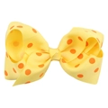 Nœud à pois en ruban gros-grain jaune pour cheveux de filles et d'enfants - Jaune à Pois Orange