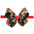 Bandeau de Noël pour bébé avec gros nœud rouge et vert et motifs de bonhomme de neige - Style Bonhomme de Neige et Vœux de Fêtes (N° 7)