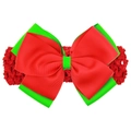 Diadema navideña para bebé con lazo bicolor rojo y verde en cinta de grogrén poliéster - Estilo de Empalme Rojo y Verde (1)