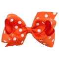 Barrette nœud orange à pois pour filles avec ruban côtelé et grand nœud multicouche - Orange à pois blancs
