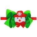 Bandeau de Noël vert avec nœud et bonhomme de neige pour bébés et décoration de cheveux - Grande Poupée Bonhomme de Neige 3D Style (No. 11)