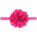 Bandeau élastique pour bébé avec une grande fleur magenta évidée en tissu découpé - Rouge Rose