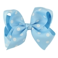 Barrette à cheveux classique à pois bleu clair en ruban gros-grain pour filles et femmes - Bleu à Pois Blancs