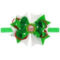 Bandeau de Noël pour bébé avec nœud à pois vert et rouge et motif du Père Noël - Pendentif Père Noël Rond (N° 9)