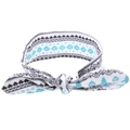 Christmas bunny ear headband with snowflake and heart patterns on white knitted fabric - Christmas Blue