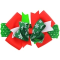 Diadema navideña con lazos en rojo verde y blanco con estampado de copos para bebé niña - Estilo Copo de Nieve Multicapa Rojo Verde Blanco (4)