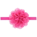 Pink chiffon lace flower headband with soft elastic band for infants and toddlers - Rose Red