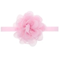 Pink chiffon lace flower headband with soft elastic band for baby girls and infants - Pink