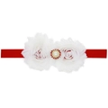 Baby Weihnachts Stirnband mit weißen Chiffonrosen, Perlen und rotem Elastikband - Weiße Rose Rotes Breites Band Stil (SD033-3) / Rot (SD033-3)