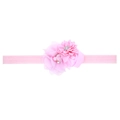 Bandeau élastique rose pour bébé avec fleurs en tissu faites main, perles et strass - Rose