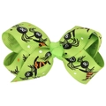 Fiocco per capelli di Halloween verde con ragni neri e cappelli da strega - Ragno Verde Cappello da Strega (N.3)