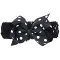 Bandeau élastique large pour enfants avec un grand nœud en gros-grain à pois noir et blanc - Noir à Pois Blancs