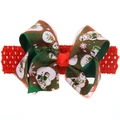 Weihnachts-Haarband mit grünem Schneemann-Schleifen-Design und rotem elastischem Band - Glitzer Schneemann Muster Stil (7)