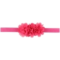 Pink chiffon baby headband with three floral accents and elastic fabric for comfortable wear - Rose Red