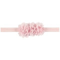 Pink chiffon floral baby headband featuring three layered flowers on an elastic band - Pink