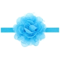 Fascia per neonati con fiore in pizzo chiffon azzurro e nastro in tessuto elastico - Blu