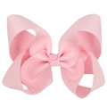 Hellrosa Haarschleife 11,5x7cm aus Ripsband mit mehrlagigem strukturiertem Design - Rosa