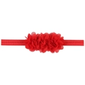 Fascia elastica per neonati con tre fiori di chiffon rossi per bambine e neonate - Rosso