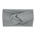 Fascia per neonati in maglia a coste grigio chiaro con nodo a torsione decorativo - Croce Grigio Chiaro a Coste