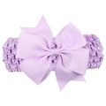 Lavender purple baby headband with oversized grosgrain ribbon bow on elastic crochet lace - Light Purple