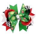 Christmas bow hair clip with layered grosgrain ribbon in festive red green and white - 9# (Chevron Snowflake Multicolor)