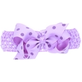 Nœud en ruban à pois lavande avec large bandeau élastique souple pour bébés et enfants - Violet à pois violet foncé