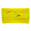 Bright yellow ribbed knit baby headband with a cross knot design for infants - Ribbed Bright Yellow Cross