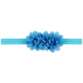 Fascia per neonati blu con tre fiori di chiffon su una morbida fascia elastica - Blu