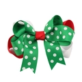 Green and red layered ribbon Christmas bow hair clip with white polka dots for kids - 10# (Green Top White Polka Dot)