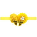 Fascia per neonati gialla con fiocco di paillettes e decorazioni floreali in seta - Giallo