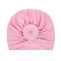 Weicher rosa Baby-Turban-Hut mit Donut-Knoten aus atmungsaktivem Baumwollstrick - Rosa