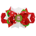 Weihnachts-Stirnband für Babys in Rot, Weiß und Grün mit einem kleinen Weihnachtsmann - Rot Weiß Grün Punktmuster Weihnachtsmann Stil (10)