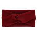 Elastic burgundy baby headband with stylish knit texture and classic twisted knot design - Ribbed Wine Red Cross